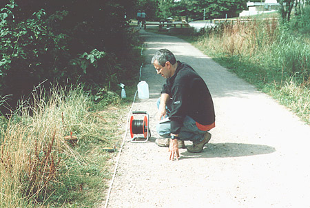 SP geophysical survey on a canal towpath