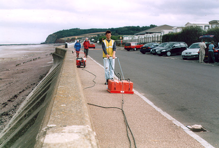 sea wall investigation by low frequency GPR